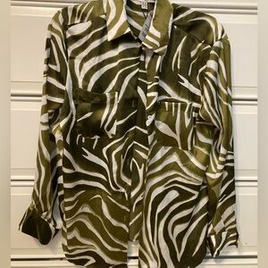 Green zebra strip blouse